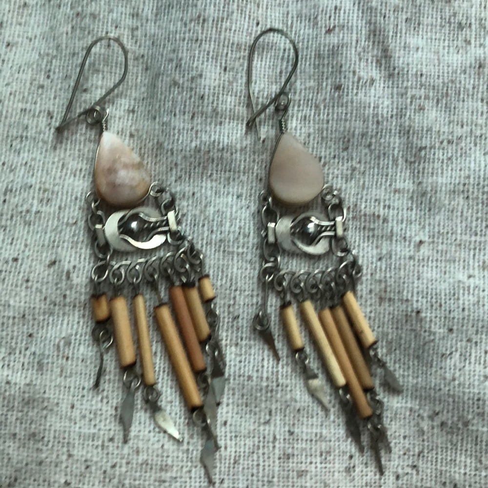Handmade fishhook bamboo earrings